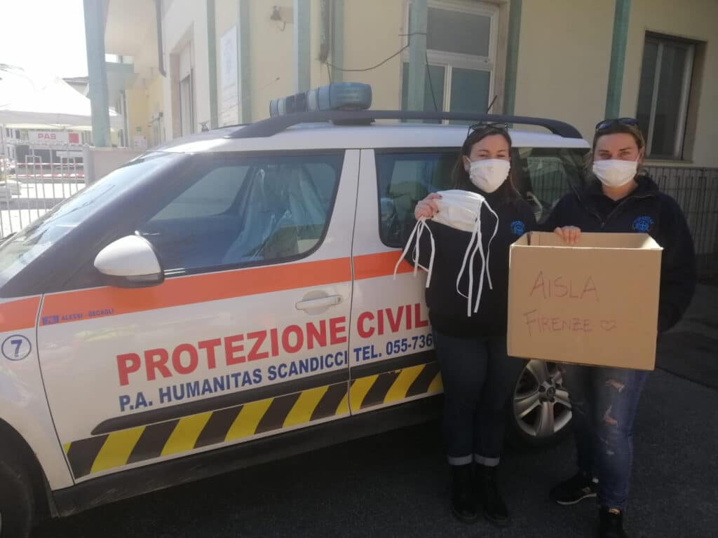 Humanitas Scandicci, consegna mascherine per AISLA Firenze